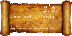 Ehrenreich Vászoly névjegykártya